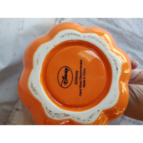 Disney Mickey Mouse Jack O Lantern Ceramic Votive Candle Holder Ear Swirls - Picture 6 of 7